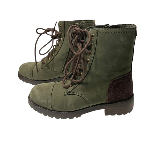 Ugg Kilmer Moto Green Leather Boots. Combat Boots Shearling Lined Size: US 5 - Picture 2 of 6